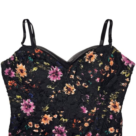 Guess Floral Lace Dress Sz.12 Black Spaghetti Straps Ruffle Fairy Event Party - Picture 13 of 15